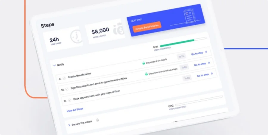 Clear Estate’s centralized estate settlement dashboard, accesible on your desktop, laptop, or smartphone.